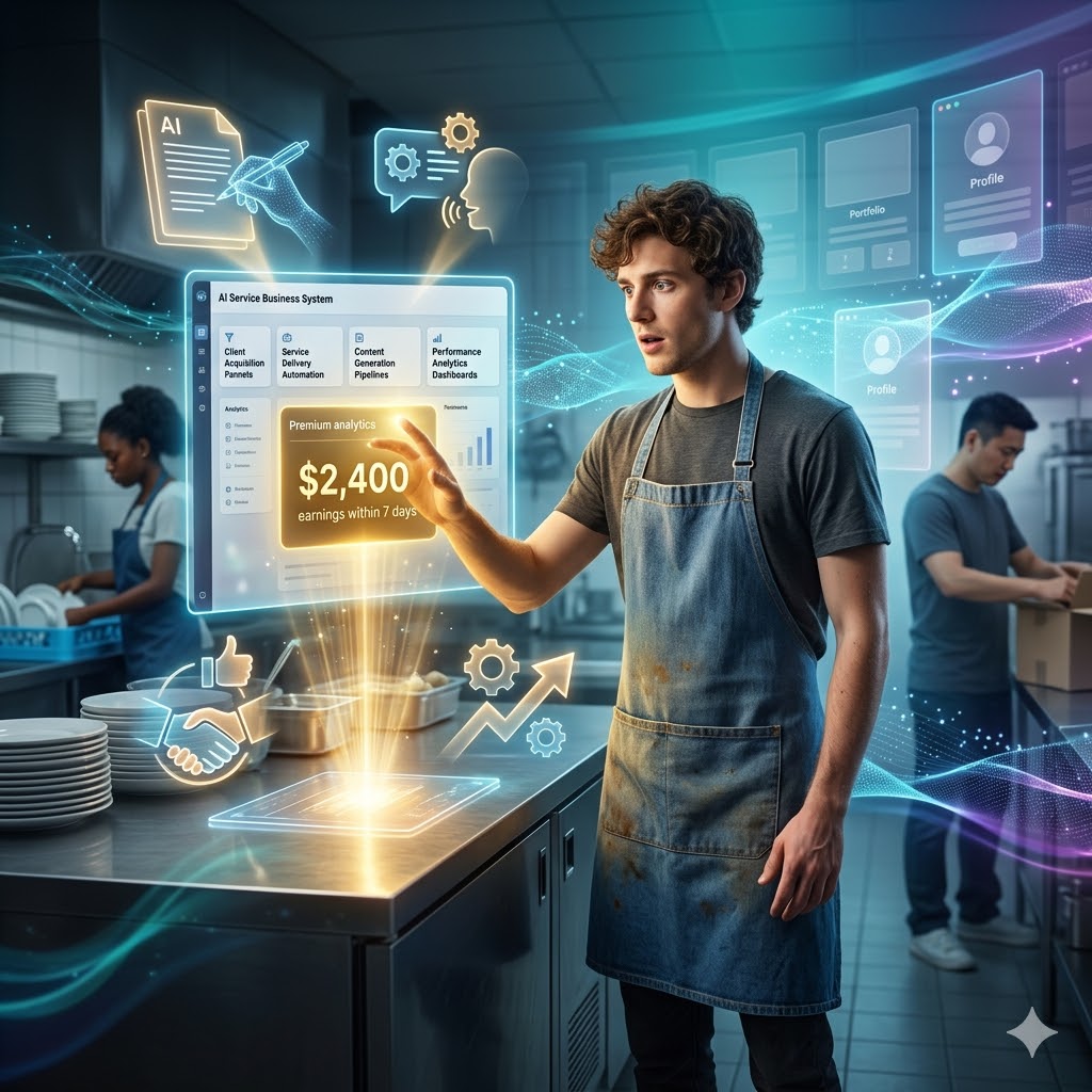 You are currently viewing How This Dishwasher Broke the AI Service Proof Paradox and Made $2,400 in 7 Days With Zero Portfolio in 2026