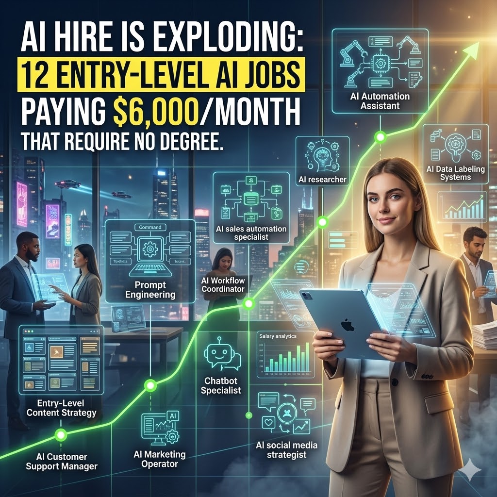 You are currently viewing AI Hire Is Exploding: 12 Entry-Level AI Jobs Paying $6,000/Month That Require No Degree