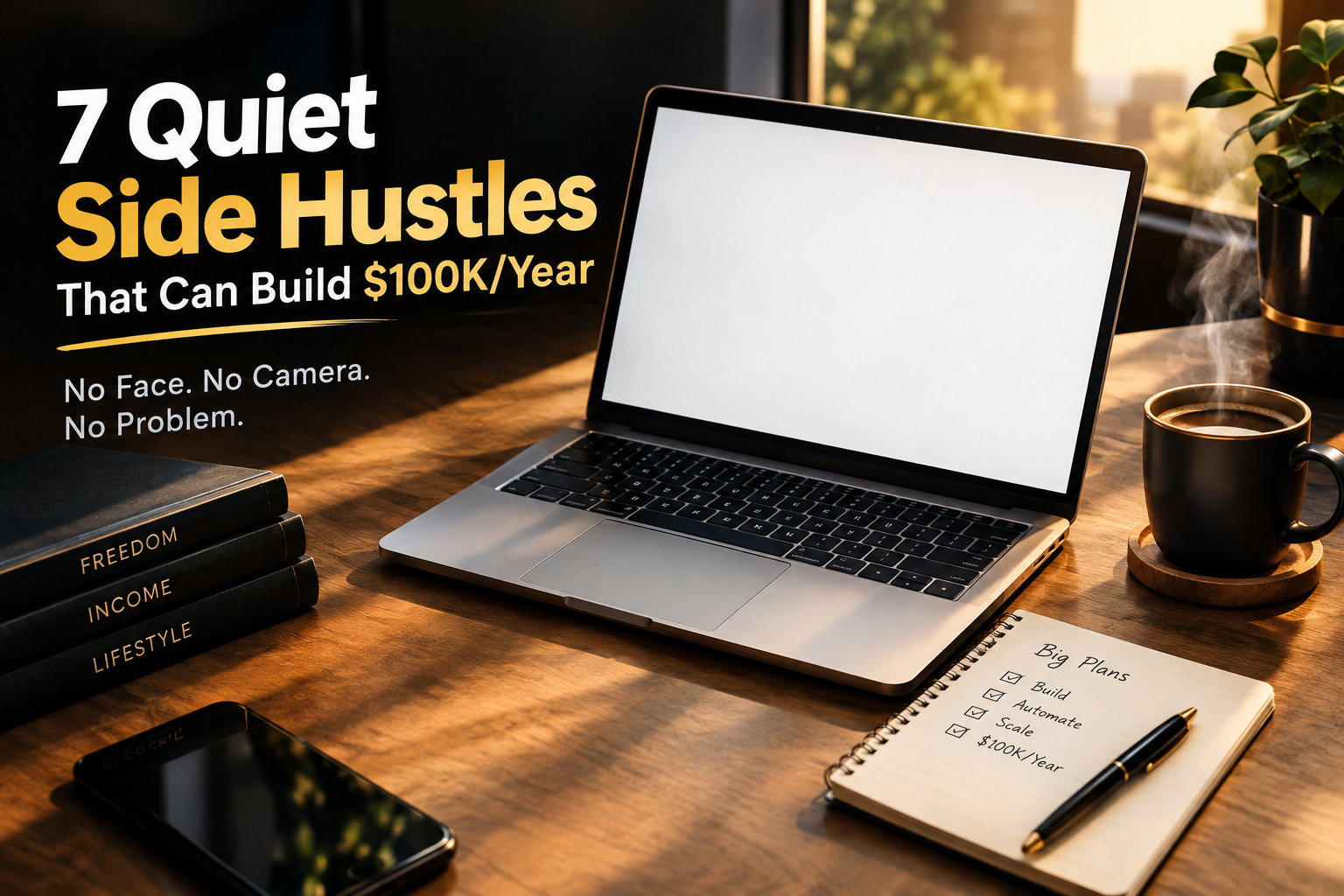 You are currently viewing 7 Quiet Side Hustles That Can Build $100K/Year — No Face, No Camera Needed, No Problem